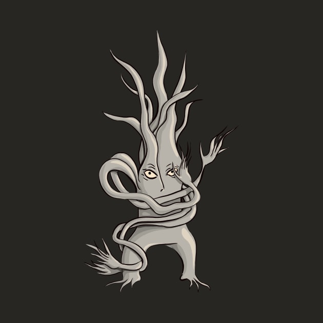 Spooky Tree Creature With Tangled Branches by Boriana Giormova