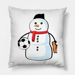 Funny Christmas Football / Soccer Snowman Pillow