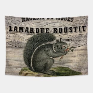 Dark Academia french country scripts woodland animal squirrel Tapestry