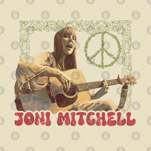 Joni Mitchell Vintage Flower Power Fanart Style Design by snowblood