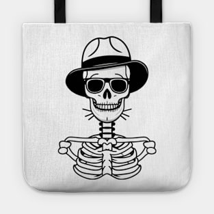 Cool stylish skeleton with hat fashion lover Tote