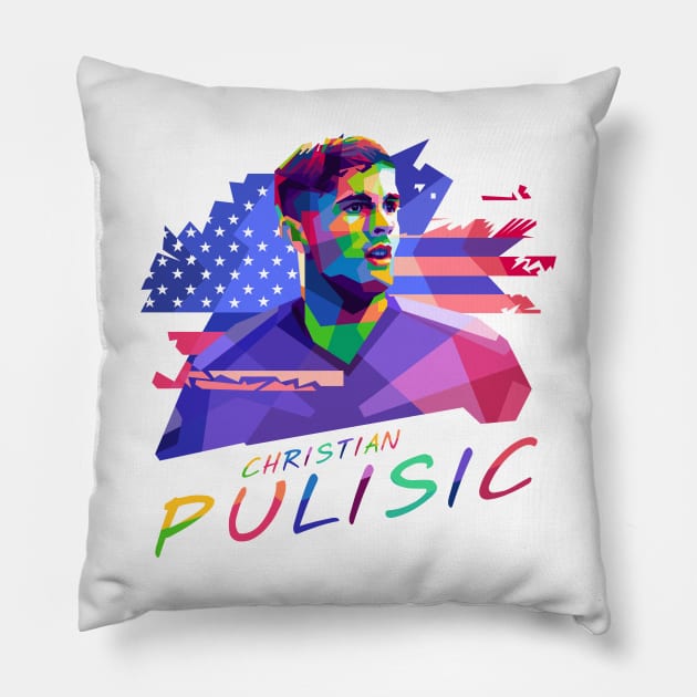 CHRISTIAN PULISIC WPAP Pillow by erikhermawann22