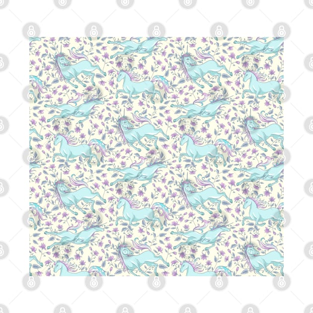 Mystical Unicorn Floral Pattern by Hypnotic Highs