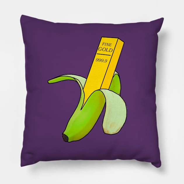 Golden Banana Pillow by AncientBee