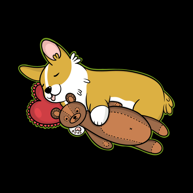 Cute Corgi and Bear by IhateDumplings