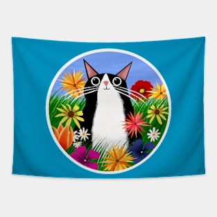 Tuxedo in the Garden Tapestry