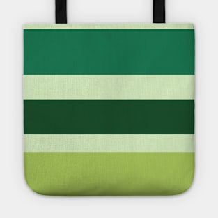 An unthinkable combination of Dark Sea Green, Medium Aquamarine, Tea Green, Cal Poly Pomona Green and Light Olive stripes. Tote