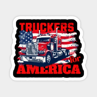 Truckers for America Trucks Truck Driving American Flag Patriotic Truck Driver Magnet