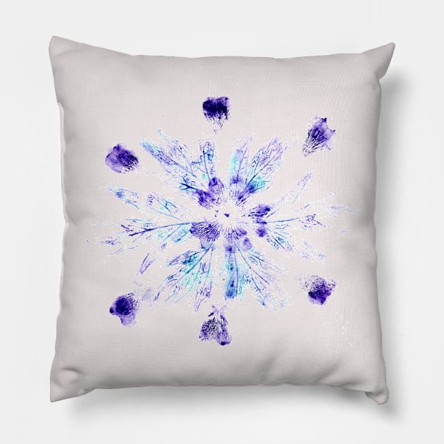 'Snowflake' nature print Pillow by thryngreen