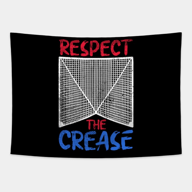 Respect The Crease Lacrosse Lax Goalie Player Gift Tapestry by paveldmit