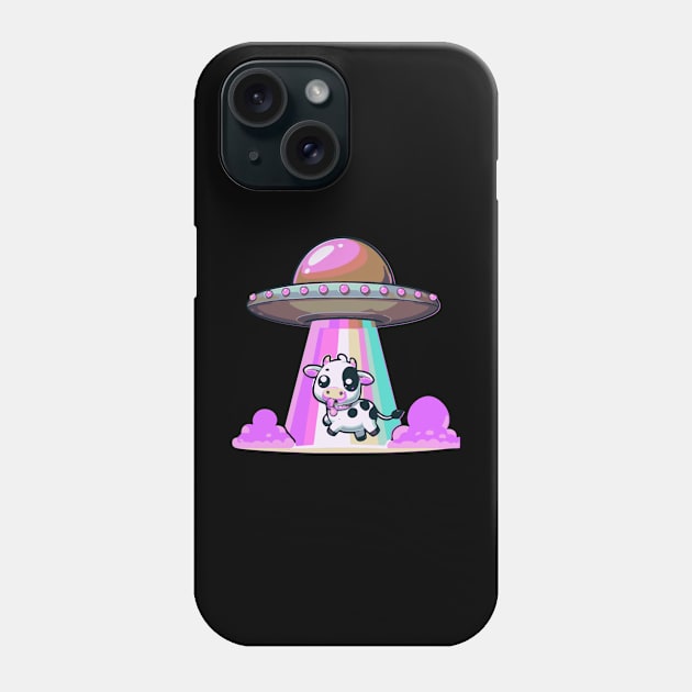 Funny Kawaii Cow UFO Abduction Cute Tongue Out Phone Case by Lavender Celeste
