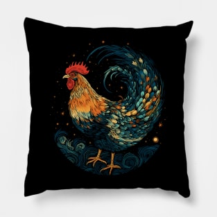 Starry Night Inspired Chicken Gifts Funny Chicken Pillow