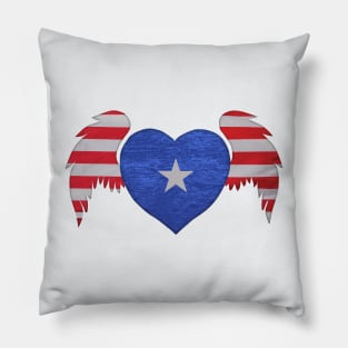 Winged American Heart Pillow