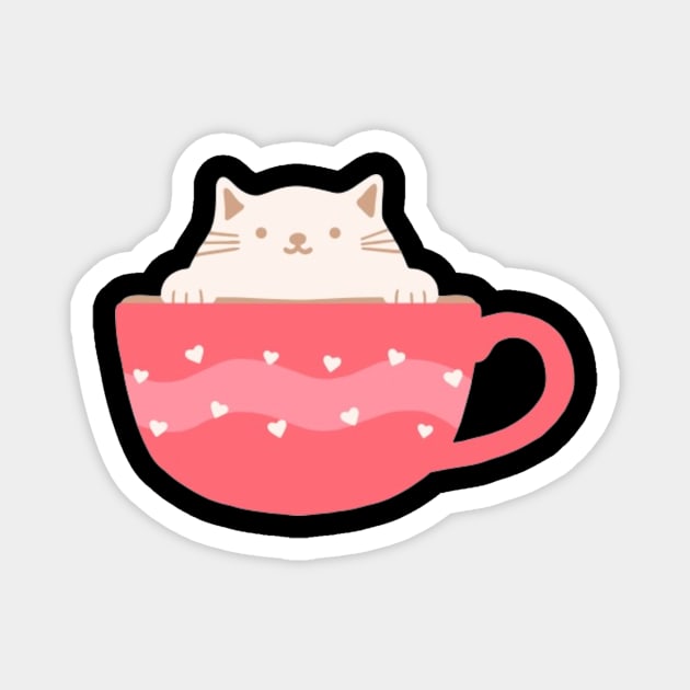 cat and coffee Magnet by Nahlaborne