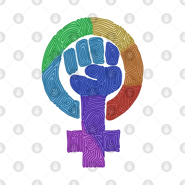 Swirly Rainbow Feminist Symbol by Slightly Unhinged