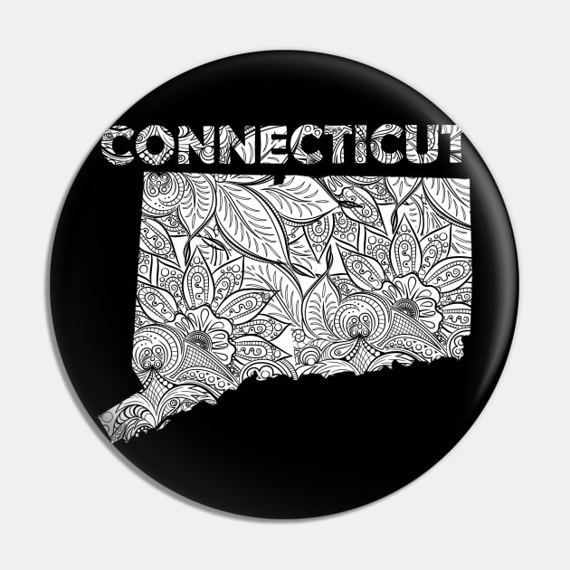 Mandala art map of Connecticut with text in white Pin by Happy Citizen