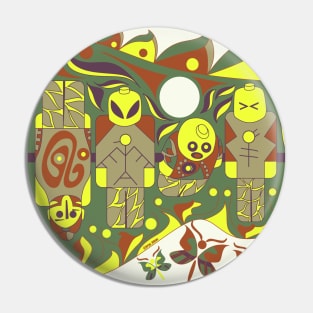 brick mayan alien pattern ecopop Pin