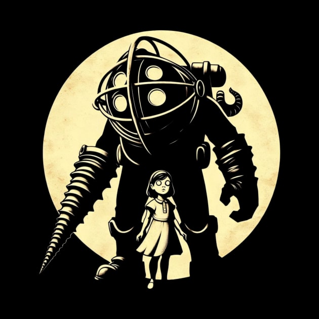 Big daddy and little sister art-For retro gamers by CachoPlayer