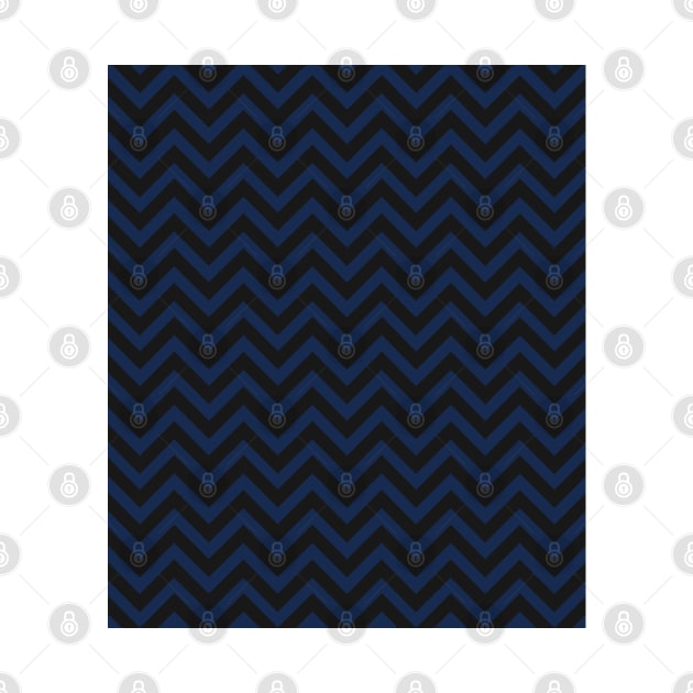 Black and Blue Chevron Zig Zag Stripes by OneThreeSix