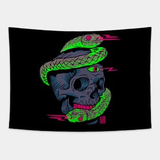 Infinite Snake Skull Neon Tapestry