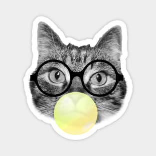 Funny cat and yellow bubble gum Magnet