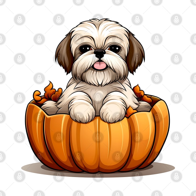 Shih Tzu Dog inside Pumpkin #1 by Chromatic Fusion Studio