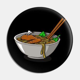 Chicken noodle in a bowl illustration Pin