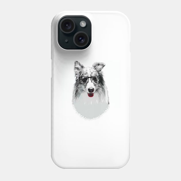 Smart Border Collie Dog with Glasses Phone Case by doglovershirts