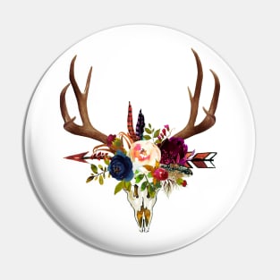 Boho Skull+Antlers Pin