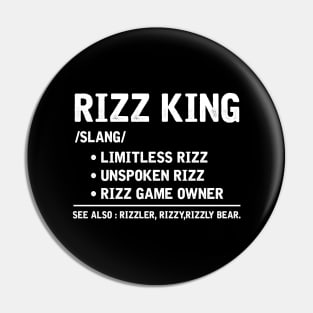 Rizzler Definition The Rizz King Funny Meme Pin