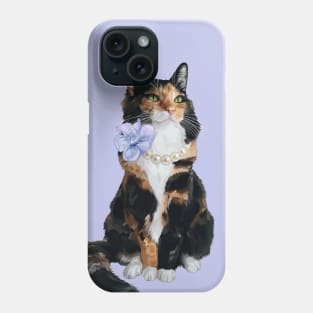 Glamorous Longhair Calico Cat with Pearls Phone Case