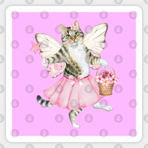 cute, pink fairy cat Pin for Sale by grace-baker