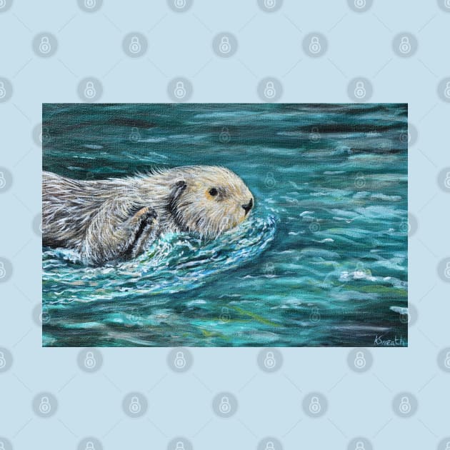 Ooh Goody Lunch Time Sea Otter Painting by ArtbyKirstenSneath