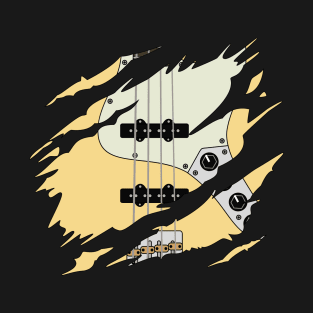 Ripped Bass Guitar J-Style Buttercream Color T-Shirt