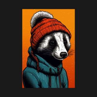 Badger Wearing A Beanie T-Shirt