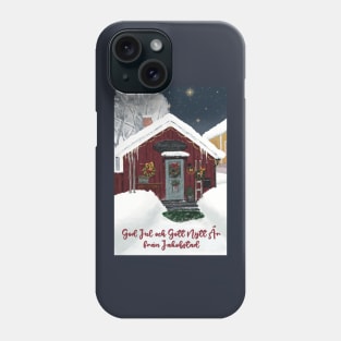 Christmas Greeting card from the old part of Jakobstad called Skata.Swedish text. Phone Case