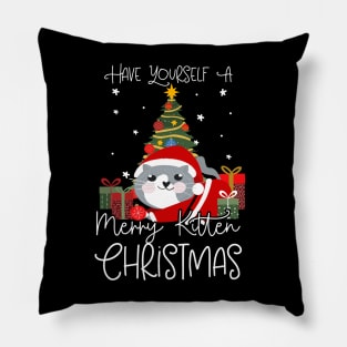 Have Yourself A Merry Kitten Christmas Cute Funny Cat Lover Pillow