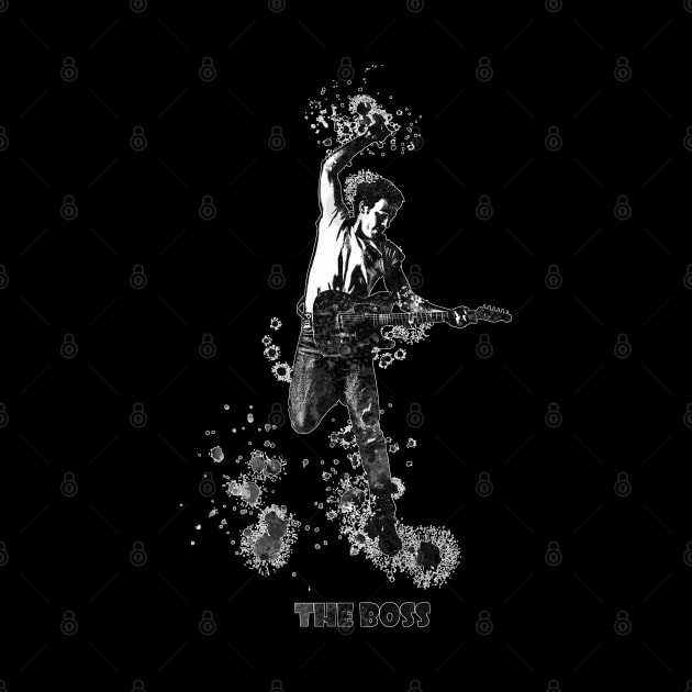 Bruce Springsteen The Boss Watercolor Splatter Black and White 04 by SPJE Illustration Photography