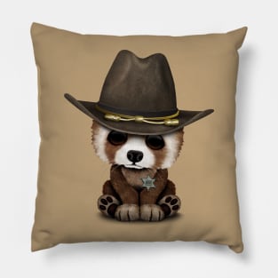 Cute Baby Red Panda Sheriff Pillow