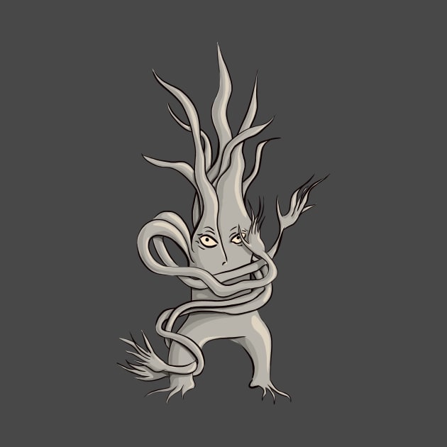 Spooky Tree Creature With Tangled Branches by Boriana Giormova