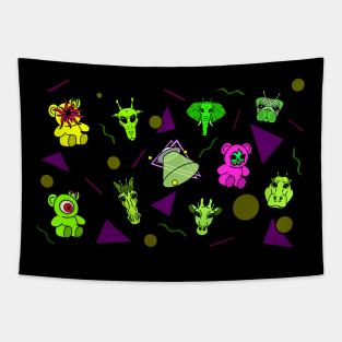 80's Alien Bears Tapestry