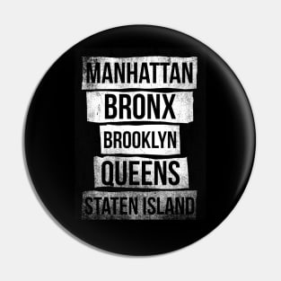 The 5 Boroughs of NY Distressed List Pin