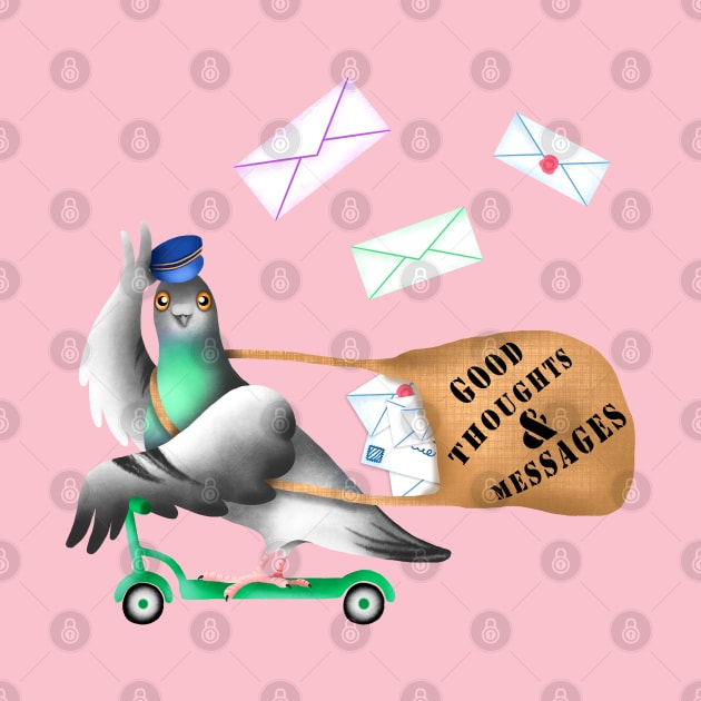 Pigeon Express (Mauve Background) by illucalliart