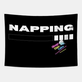 Loading Nap! White Text Tapestry