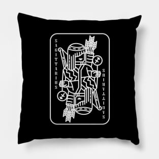 Sagittarius Zodiac horoscope line art playing card style Pillow