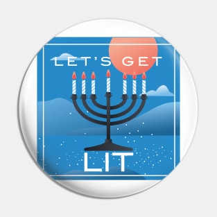 Lit Hanukkah Pin