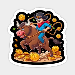 BITCOIN BULL RIDING SADDLE UP 2024 Magnet