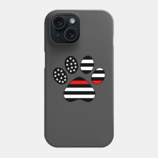 Thin Red Line Firefighter Paw Print Phone Case