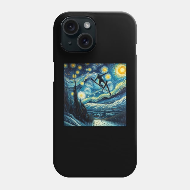 Ski Jumping Starry Night - Winter Sports Phone Case by Edd Paint Something