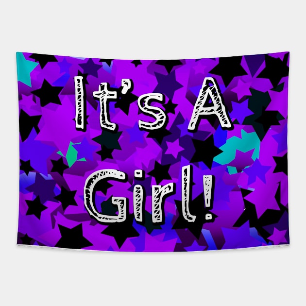 It's A Girl! Purple Stars Tapestry by BlakCircleGirl